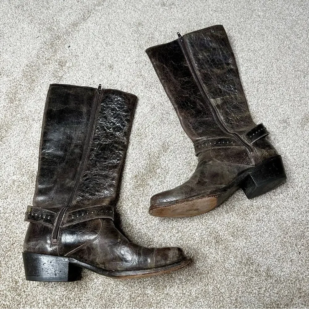 Double H Sonora 5221 Western Rustic Distressed Knee High Boots Size 9